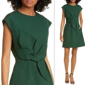 Ted Bake Dress 5 US 12 L Green Structured Bow Sheath Sleeveless Cocktail Career